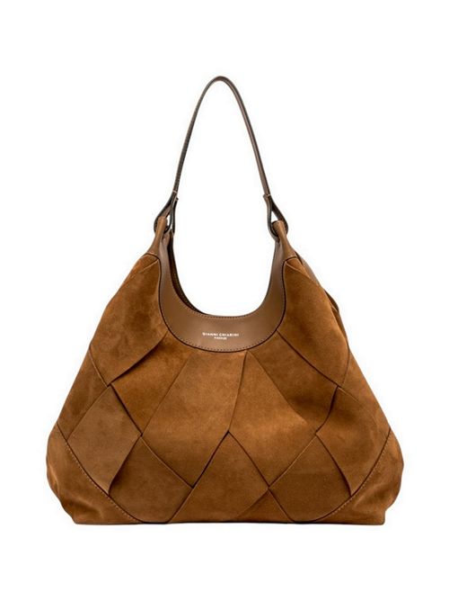 borsa donna dua grande in camoscio intrecciato caramello Gianni Chiarini | BS12350-INT-CM1478